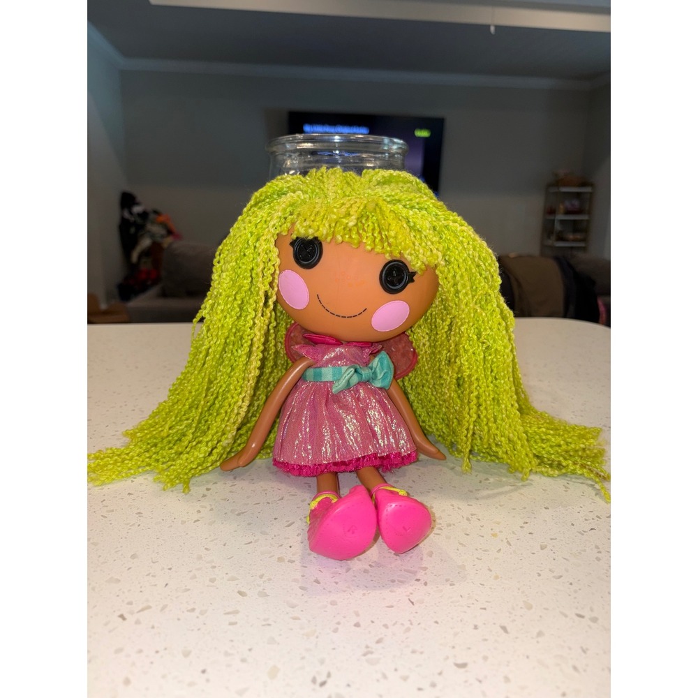 Lalaloopsy Silly Hair Doll 2013 MGA Pink Fairy Dress Green Yarn Hair Doll